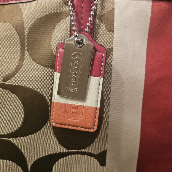 COACH Signature Canvas Tote Bag - Brown and Pink - Picture 5 of 12